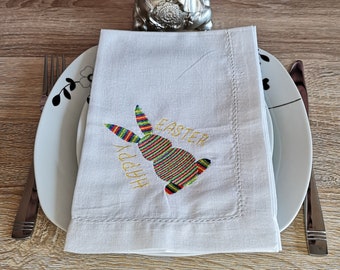 Easter Napkins Set of 2,4,6,8,12 Embroider Easter Bunny Napkins Easter Gift Easter Linen Napkins Set Cotton Easter Bunny Napkins Gift