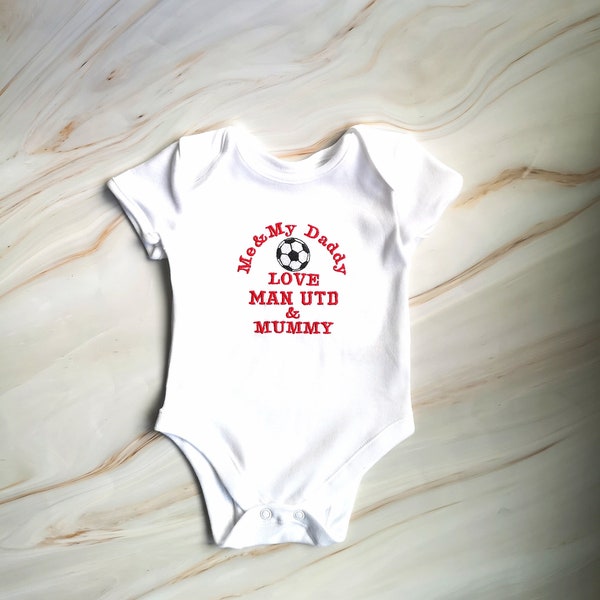 Manchester United Baby Bodysuit, Man Utd Babygrow, Manchester Baby Vest, Football Baby Gift, Manchester Utd Baby Fan Gift