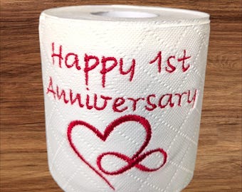 Funny 1st Anniversary Gift, Embroidered Toilet Paper, Gift for Husband, Wife, Keepsake,Joke, Silly