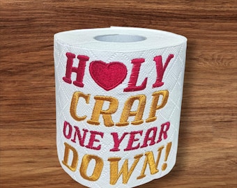 Toilet Roll 1st Wedding Anniversary Gift, Embroidered 1st Paper Anniversary, Wife, Husband, Silly Gift