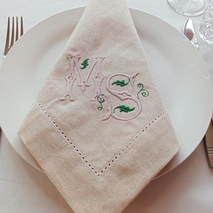 Personalised Wedding Napkins, Wedding Gift, Embroidered Cotton Napkins, Anniversary Gift, 2nd Anniversary Gift, 4th Anniversary Gift