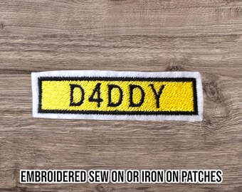 Daddy Licence Plate Iron on Patch, Father's Day Label, Small Gift for Dad, Sew On, Badge, Tag