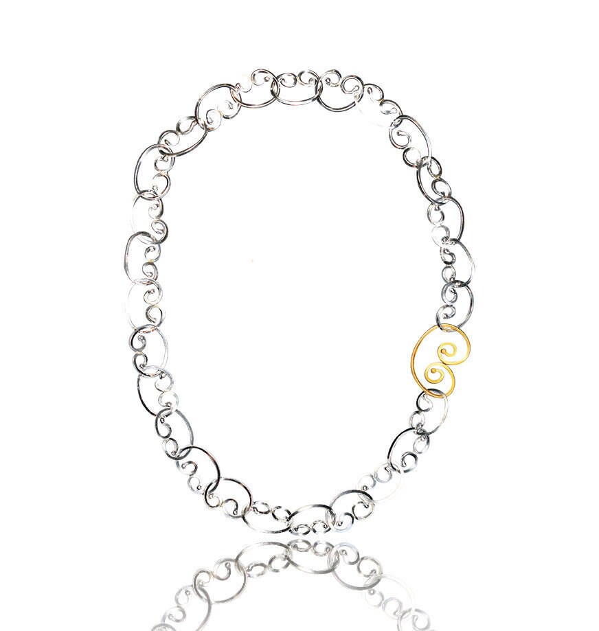 Spiral Chain Necklace. 18k Gold Vermeil & Sterling Silver. Etsy Israel