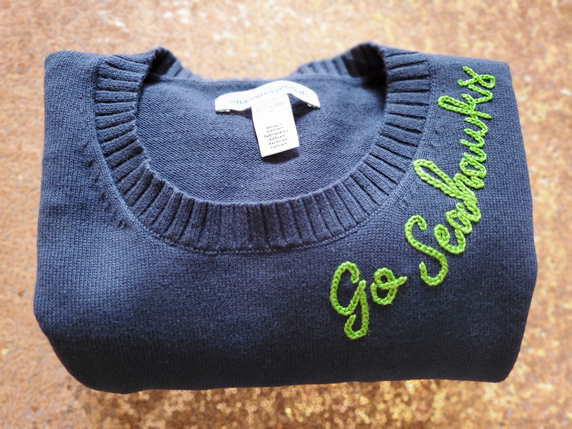 Custom Text Hand Embroidered Sweater Collar Etsy