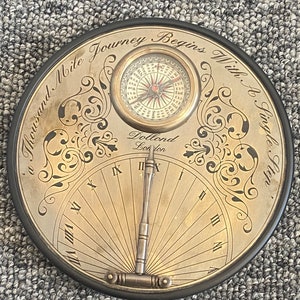 Functional Brass Sundial Compass-vintage Style Maritime Decor-Nautical Gift Uk Seller