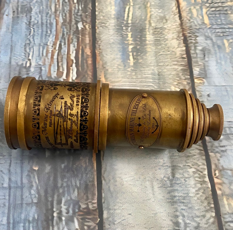 Vintage 20 Inch Brass Hand Telescope - Extending Naval Victorian Pirate Style Antique