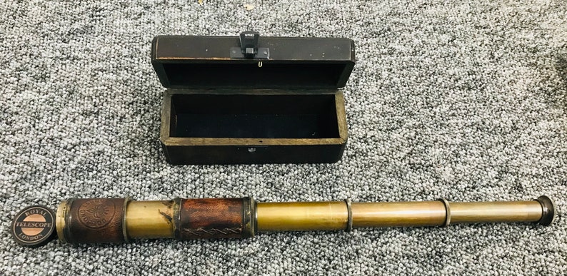 thumbnail image 2 of Vintage Brass Telescope – 16 Inch, Hand Extending, Naval Victorian Pirate Style By Dollond London 2 of 5