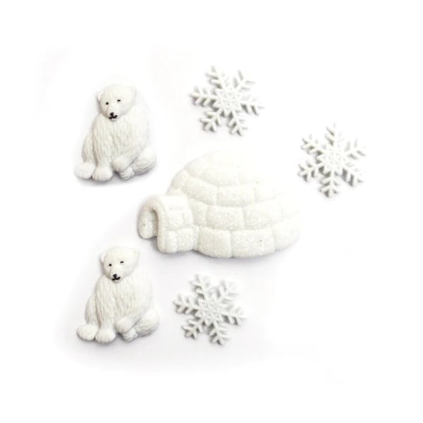 Dress It Up Buttons North Pole Fun Winter Jesse James Embellishments Polar Bear Igloo Snowflakes