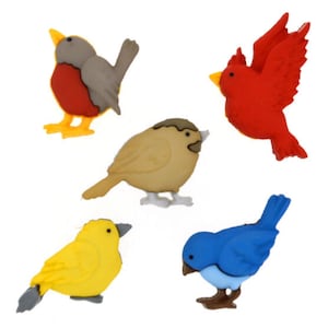 Dress It Up Buttons Birds Feathered Friends Jesse James Embellishments Shank Back
