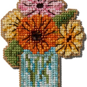 Mill Hill Counted Cross Stitch Mason Jar Bouquet Ornament Kit Spring 2025