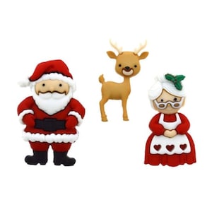 Dress It Up Buttons Mr. & Mrs. Claus Christmas Jesse James Embellishments Shank-Back