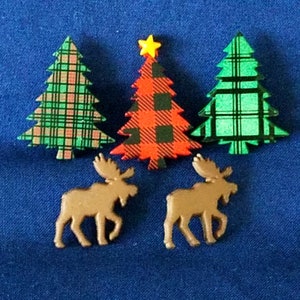 Dress It Up Buttons Christmas Cabin Moose & Trees Holiday Jesse James Embellishments Shank-Back