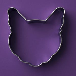 Cortador de galletas de metal con forma de cara de gato de 3,5&quot;