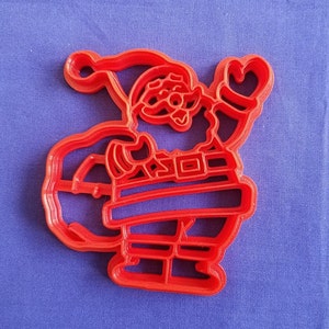 Christmas Cookie Cutter Santa Waving With Bag 3D Printed With Food Safe Plastic Colors May Vary
