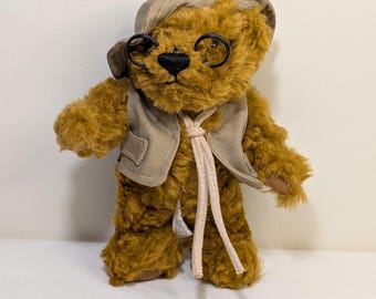 Peluche ours brun Dan Dee Choix du collectionneur | Ours en peluche style vintage avec gilet, lunettes