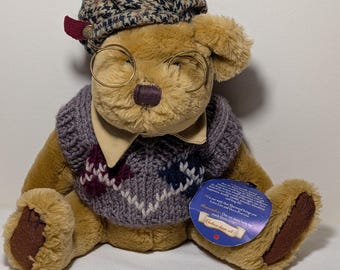 Ours en peluche vintage « Sherwood » en laiton fabriqué à la main – Nounours de collection – Décoration rustique boisée