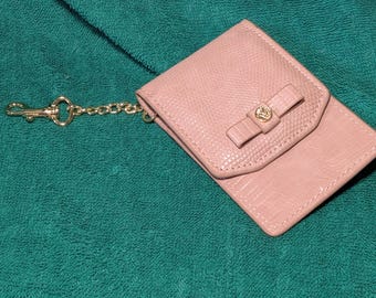 Anne Klein Pink Credit Card Holder Keychain | Vintage Pink Wallet Key Ring | Compact Card Holder | Purse Accessory | Gift for Her