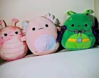 Lot de 3 peluches Squishmallows | 5 Archie Axolotl, tortellini extraterrestre, Eileen Butterfly
