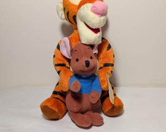 Disney Winnie the Pooh Tigger & Roo Hugging Friends Plush Set, 7", Vintage/Collectible Disney Plush