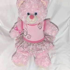 Build A Bear Workshop Talking Pink bear with sparkling dress.