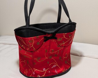 Vintage Red Floral Corset Purse | Romantic Cottagecore Statement Handbag