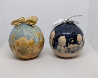 Vintage Precious Moments Enesco Set of 2 Christmas Ornaments – 1991 Angels & 1994 Nativity Scene