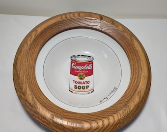 Andy Warhol Bol en céramique de collection publicitaire pour soupe Campbells | Suspension murale encadrée Pop art