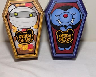 Deddy Bears Bundle & Vambear Plush Set, Series 1, Coffin Boxes, Collectible Spooky Bears, Halloween Gothic Plush, Mummy Vampire