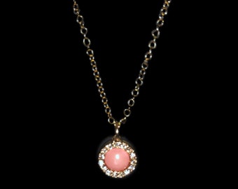 Pink Rhinestone Charm Necklace