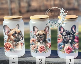 16/20oz Frosted Glass Frenchie Tumbler