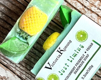 Natural Artisan Handmade bar soap Lime Pineapple soap Gift soap Summer soap