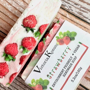 Natural Soap Artisan soap Handmade soap Strawberry soap Berry soap Gift soap Summer soap Valentine gift