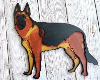 German shepherd dog 3D picture Wooden wall art Christmas Present Birthday gift