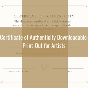 Artwork Certificate of Authenticity - Printable Resource for Artists