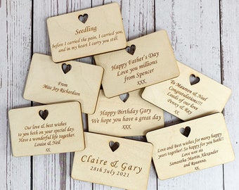 Personalised Engraved Gift Message - Wallet Size Engraved Message - Personalised Engraved Card - Personalised Laser Engraved Gift Message