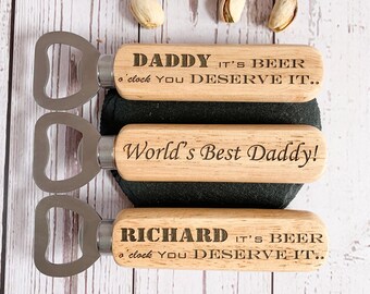 Personalised Beer O' Clock Bottle Opener, Laser Engraved Bottle Opener, Personalised Dad Daddy Grandad Uncle Gift, Father's Day Gift
