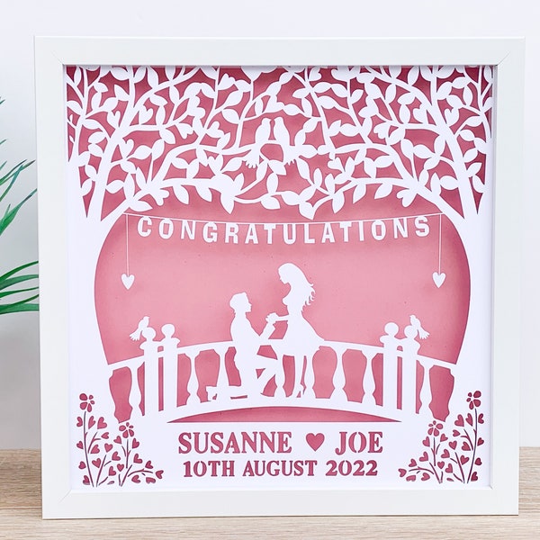 Personalised Engagement Papercut Frame, Laser Engraved Engagement Frame, Unique Paper Cut Wall Art Gift, Keepsake Engagement Gift For Couple Personalised Engagement Papercut Frame, Laser Engraved Engagement Frame, Unique Paper Cut Wall Art Gift, Keepsake Engagement Gift For Couple