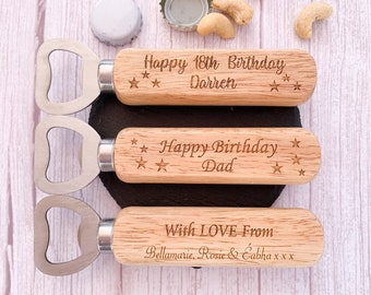 Personalised Bottle Opener - Happy Birthday Laser Engraved - Birthday Bottle Opener Gift - 18th Birthday Gift -  Dad Birthday - Gift For Him