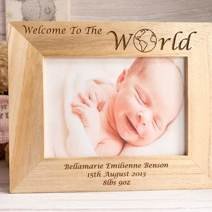 Personalised Laser Engraved Baby Frame, Newborn Baby Gift, Personalised New Baby Present, Christening Keepsake, Baptism Present Gift