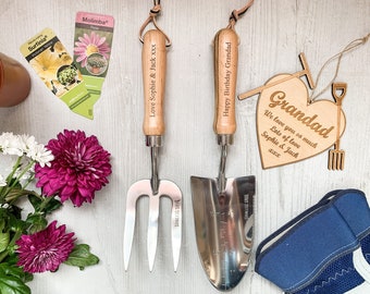Personalised Garden Tool Set, Fork & Trowel Gardening Gift, Garden Lover Gift, Birthday Retirement Father's Day, Green Fingered Gift
