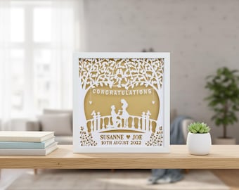 Personalised Engagement Papercut Frame, Laser Engraved Engagement Frame, Unique Paper Cut Wall Art Gift, Keepsake Engagement Gift For Couple