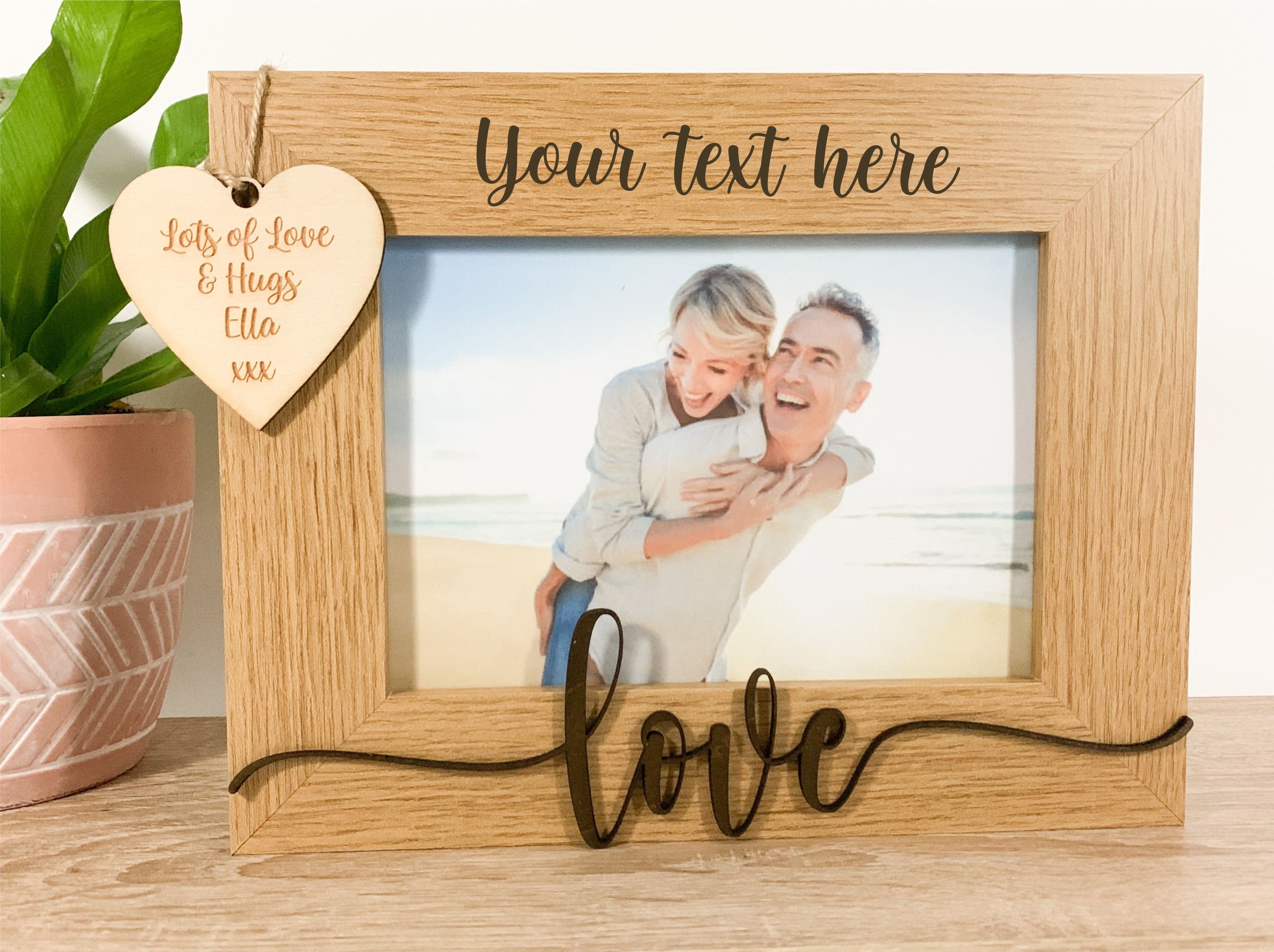 Personalised Love Photo Frame Laser Engraved Anniversary photo