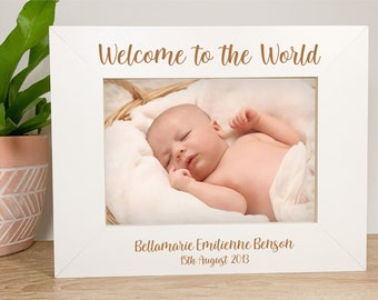 Personalised New Baby Photo Frame | Laser Engraved Baby Frame | Newborn Gift | Welcome To The World Gift | Baptism Present | Baby Frame