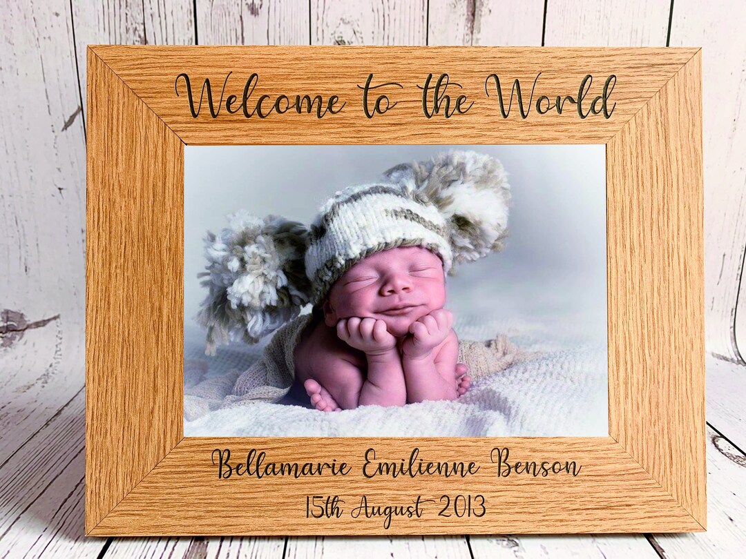 Personalised Newborn Baby Photo Frame, Laser Engraved New Baby Photo