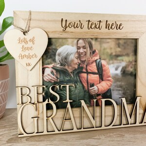 Personalised Grandma Natural Wood Frame, Laser Engraved Granny Photo Frame, Miss You Birthday Gift, Get Well Gran, Nanny Unusual Present imagem 4