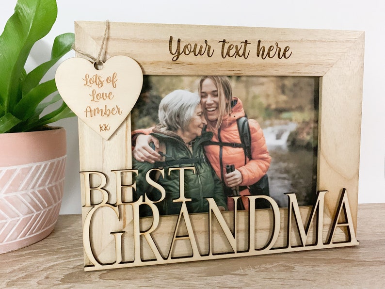 Personalised Grandma Natural Wood Frame, Laser Engraved Granny Photo Frame, Miss You Birthday Gift, Get Well Gran, Nanny Unusual Present imagem 4