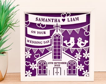 Personalised Wedding Papercut Frame, Bride & Groom Wedding Frame, Mr Mrs Personalised Frame, Wedding Wall Art, 1st Anniversary Paper Frame