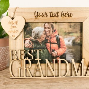 Personalised Grandma Natural Wood Frame, Laser Engraved Granny Photo Frame, Miss You Birthday Gift, Get Well Gran, Nanny Unusual Present imagem 1