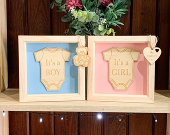 Personalised It's a Girl/Boy Frame | Pregnancy Announcement | Pregnancy Gift | Baby Gender Reveal | 3D Pregnancy Box Frame | Baby Frame