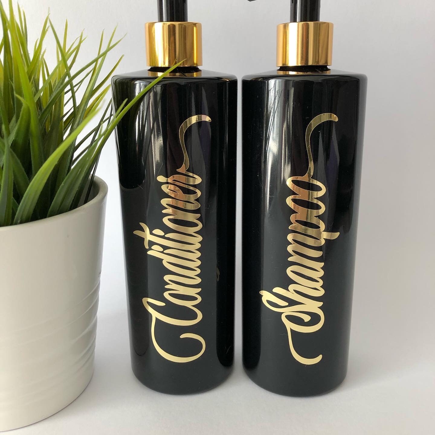 Refillable Bottle with Pump 500ml black & gold pump shampoo Etsy